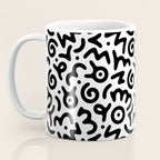 Fun black and white doodle symbol art pattern Coffee Mug Gallery Image 3