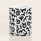 Fun black and white doodle symbol art pattern Coffee Mug Gallery Image 4