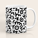 Fun black and white doodle symbol art pattern Coffee Mug Gallery Image 1