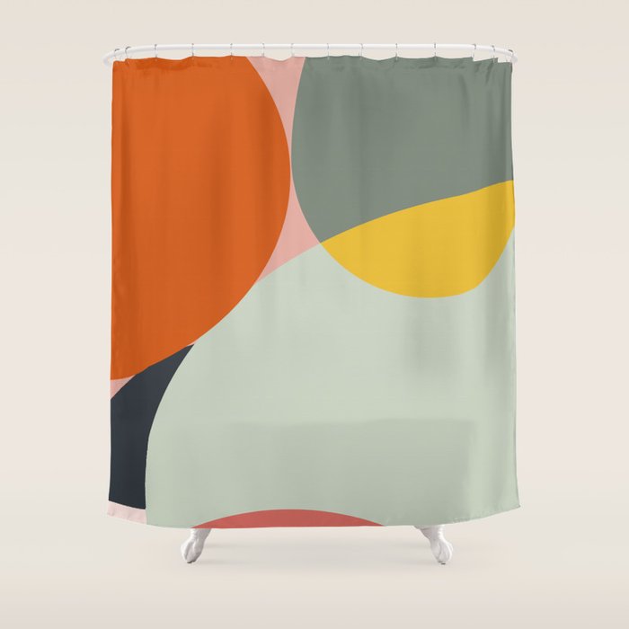 abstract mid mod organic shapes Shower Curtain Gallery Image 1