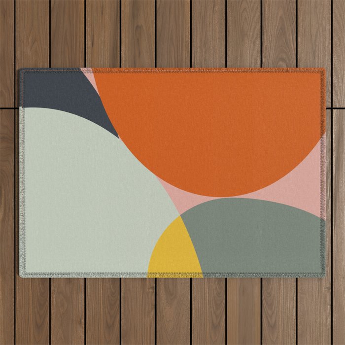 abstract mid mod organic shapes Outdoor Rug Gallery Image 1