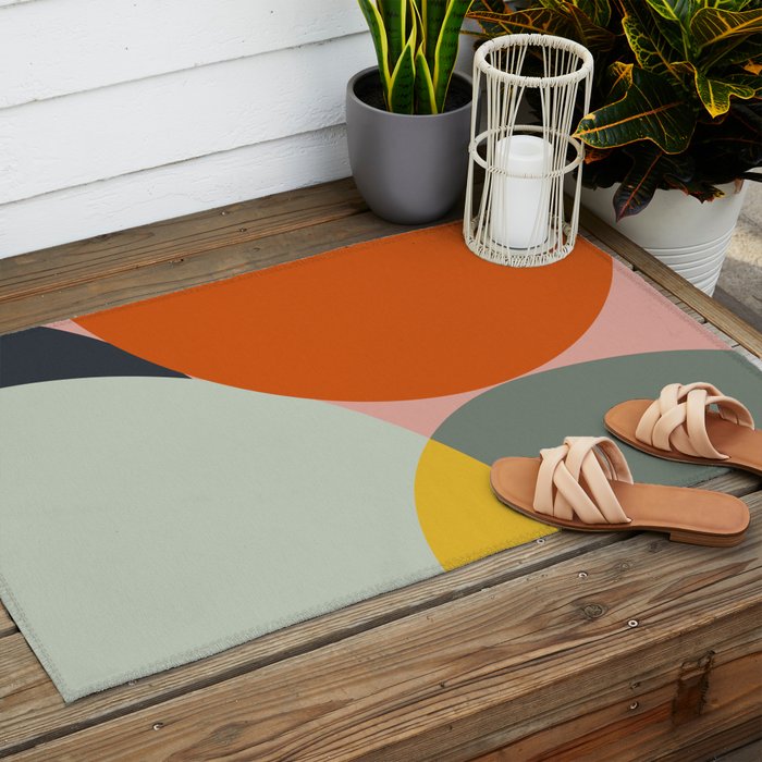 abstract mid mod organic shapes Outdoor Rug Gallery Image 2