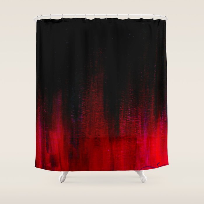 Red and Black Abstract Shower Curtain Gallery Image 1