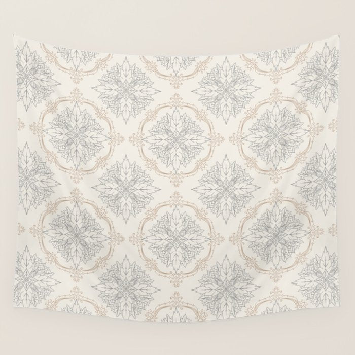 Modern Floral Damask Pattern â Neutral Brown and Gray Earth Tones Wall Tapestry Gallery Image 1