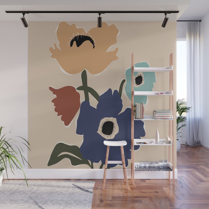 poppy flower market  Wall Mural Gallery Image 1