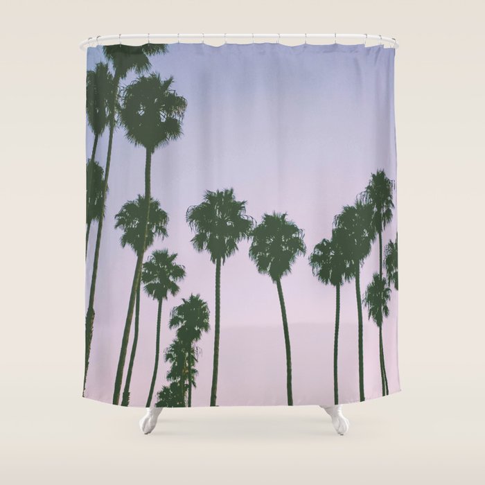 palm trees sunset iii Shower Curtain Gallery Image 1