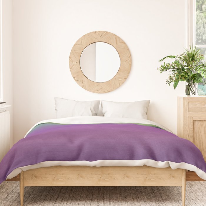 Plum Purple and Green Watercolor Abstract Duvet Cover Gallery Image 3