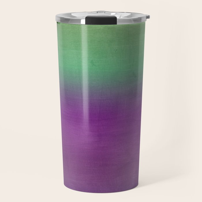 Plum Purple and Green Watercolor Abstract Travel Mug Gallery Image 1