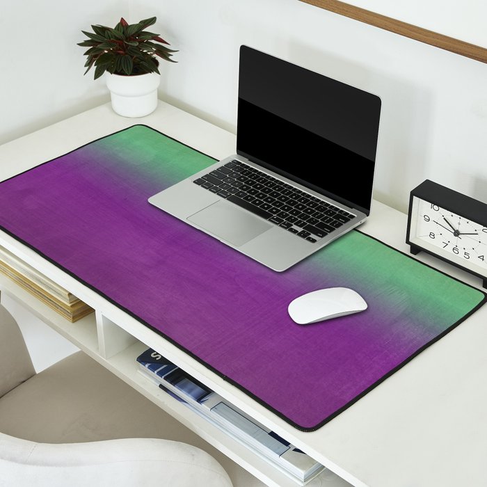 Plum Purple and Green Watercolor Abstract Desk Mat Gallery Image 2