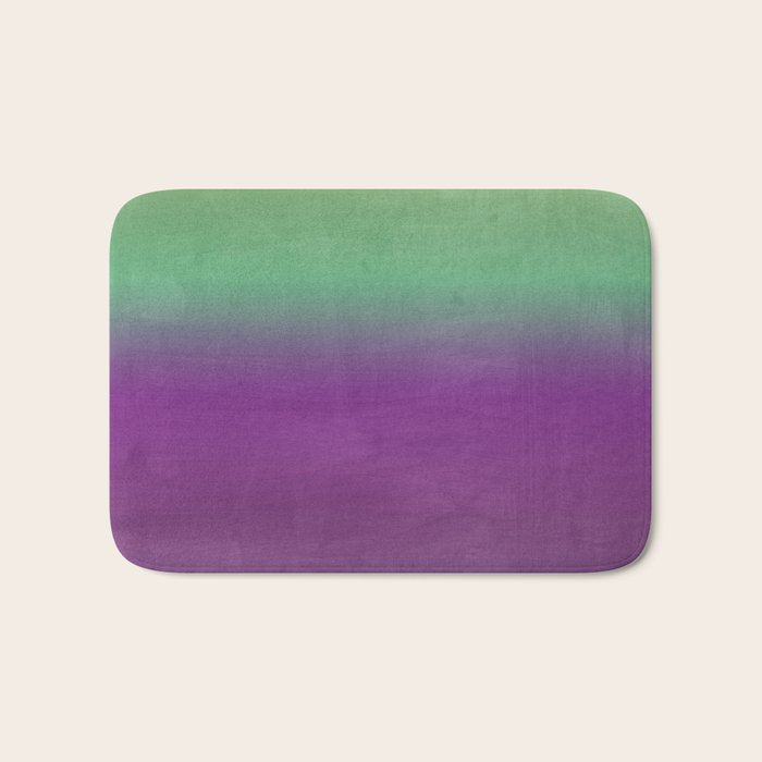 Plum Purple and Green Watercolor Abstract Bath Mat