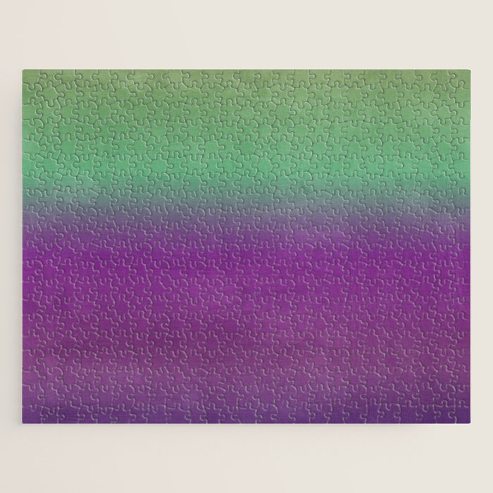 Plum Purple and Green Watercolor Abstract Jigsaw Puzzle Gallery Image 1