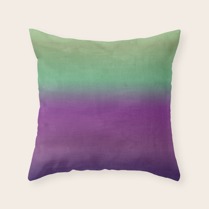 Plum Purple and Green Watercolor Abstract Throw Pillow Gallery Image 6