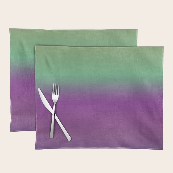 Plum Purple and Green Watercolor Abstract Placemat Gallery Image 1