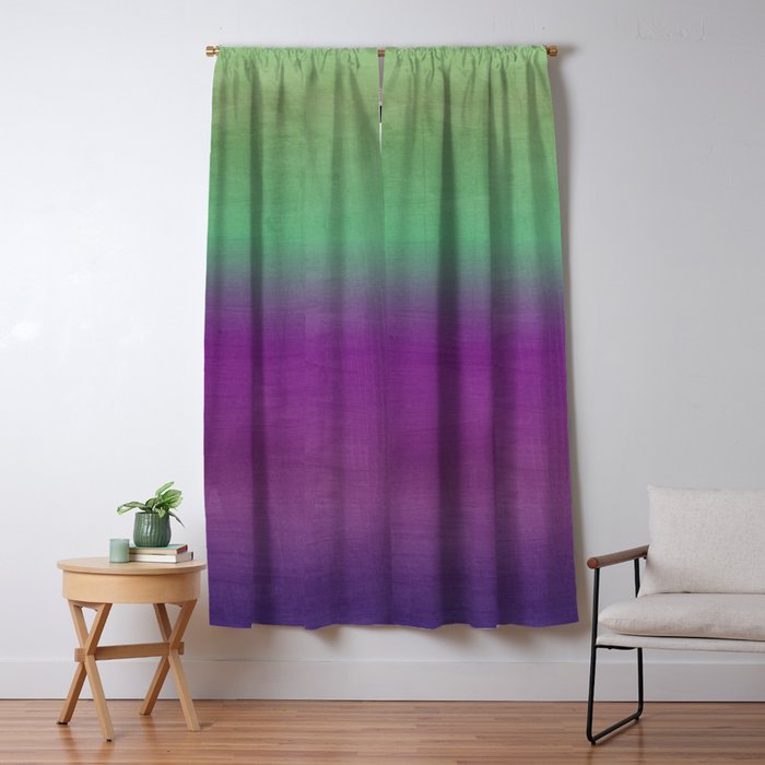 Plum Purple and Green Watercolor Abstract Window Curtain Gallery Image 5