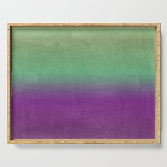 Plum Purple and Green Watercolor Abstract Serving Tray Gallery Image 1