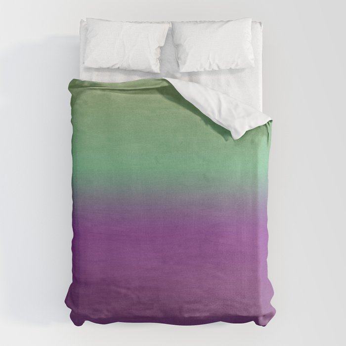 Plum Purple and Green Watercolor Abstract Duvet Cover Gallery Image 1