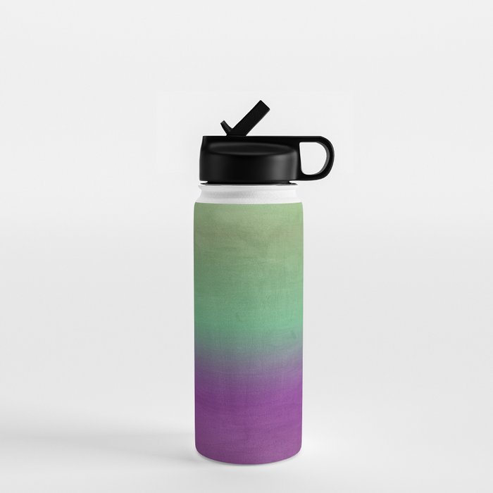 Plum Purple and Green Watercolor Abstract Water Bottle Gallery Image 1