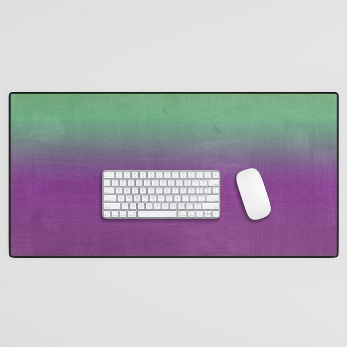Plum Purple and Green Watercolor Abstract Desk Mat Gallery Image 1