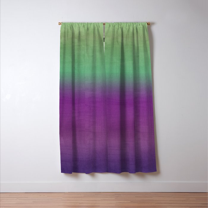 Plum Purple and Green Watercolor Abstract Window Curtain Gallery Image 3