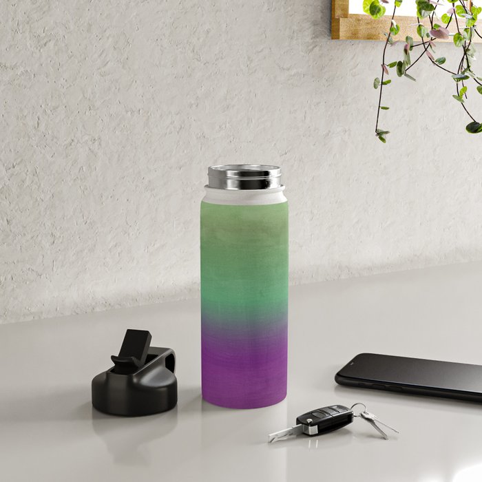 Plum Purple and Green Watercolor Abstract Water Bottle Gallery Image 4
