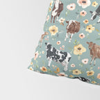 Cows and Flowers on Country Blue, Yellow Flowers, Cow Floral, Pink Flowers Pillow Sham Gallery Image 4