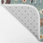 Cows and Flowers on Country Blue, Yellow Flowers, Cow Floral, Pink Flowers Bath Mat Gallery Image 2
