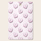 Pink love heart candy checkered pattern Cutting Board Gallery Image 1