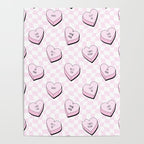 Pink love heart candy checkered pattern Poster Gallery Image 4