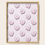 Pink love heart candy checkered pattern Serving Tray Gallery Image 1
