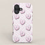 Pink love heart candy checkered pattern iPhone Case Gallery Image 1