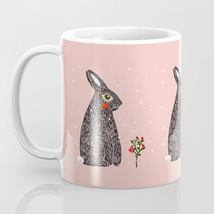 Christmas rabbit - illustration Coffee Mug Gallery Image 3
