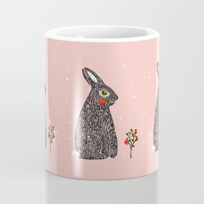 Christmas rabbit - illustration Coffee Mug Gallery Image 4