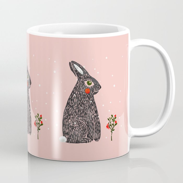 Christmas rabbit - illustration Coffee Mug Gallery Image 1