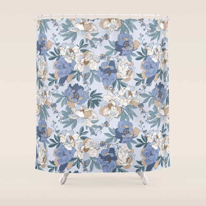  lush blue peonies  Shower Curtain Gallery Image 1