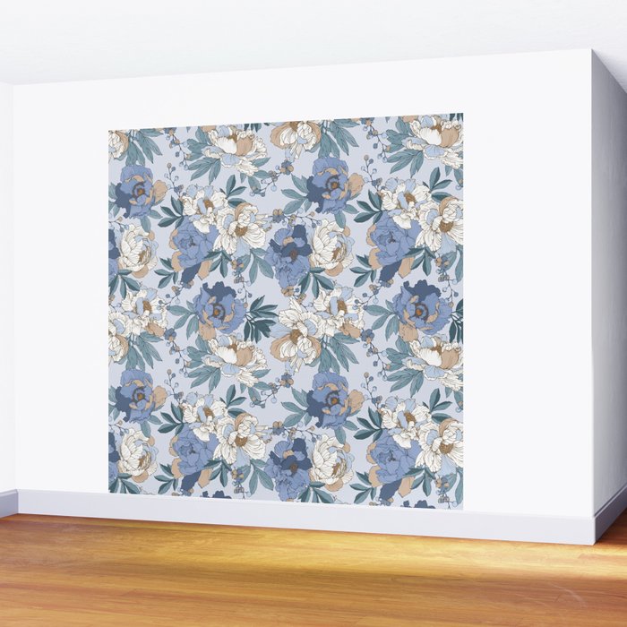  lush blue peonies  Wall Mural Gallery Image 2