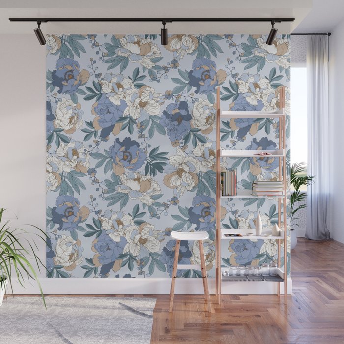  lush blue peonies  Wall Mural Gallery Image 1