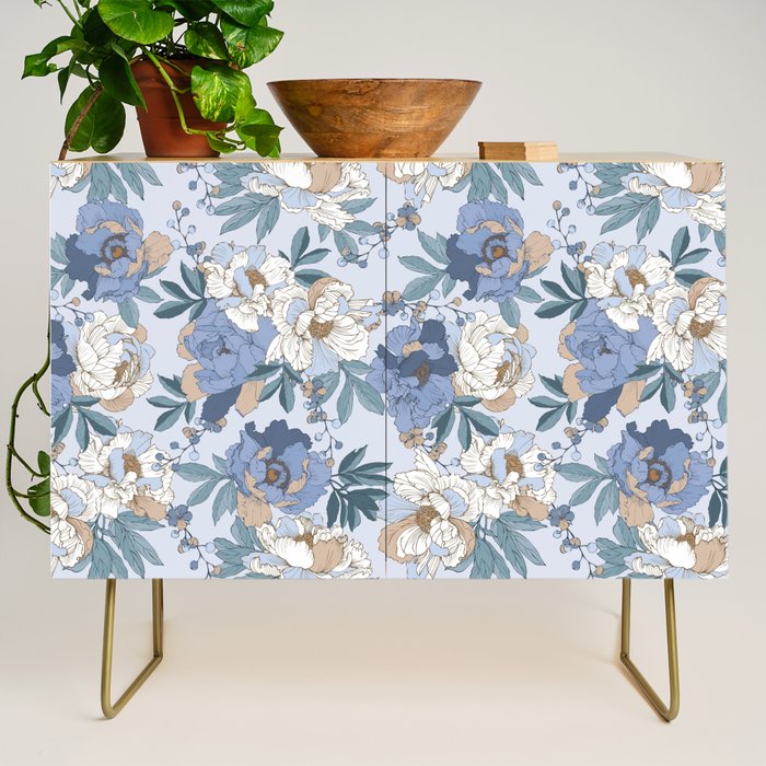  lush blue peonies  Credenza Gallery Image 1