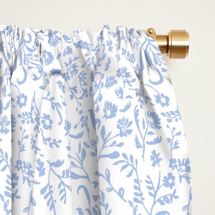 Ditsy Toile Floral Blue and White Window Curtain Gallery Image 2