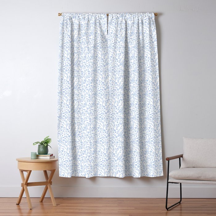 Ditsy Toile Floral Blue and White Window Curtain Gallery Image 5