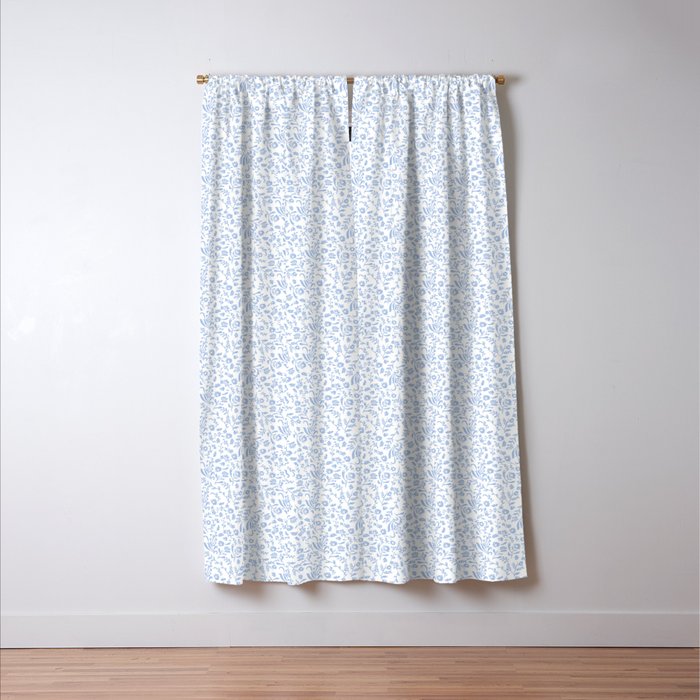 Ditsy Toile Floral Blue and White Window Curtain Gallery Image 3