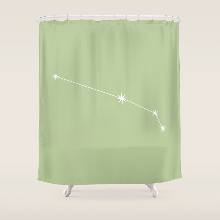 Aries Zodiac Star Constellation Line Art Soft Green Shower Curtain Gallery Image 1