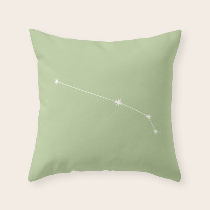 Aries Zodiac Star Constellation Line Art Soft Green Throw Pillow Gallery Image 6