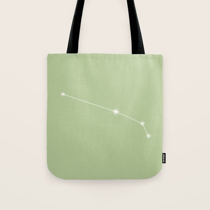 Aries Zodiac Star Constellation Line Art Soft Green Tote Bag Gallery Image 1