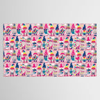 I gnome you // pastel pink background little happy and lovely gnomes with rainbows fuchsia pink hearts Tablecloth Gallery Image 2