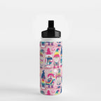 I gnome you // pastel pink background little happy and lovely gnomes with rainbows fuchsia pink hearts Water Bottle Gallery Image 2
