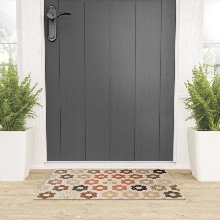Vintage Multicolor Patchwork Quilt Welcome Mat Gallery Image 3