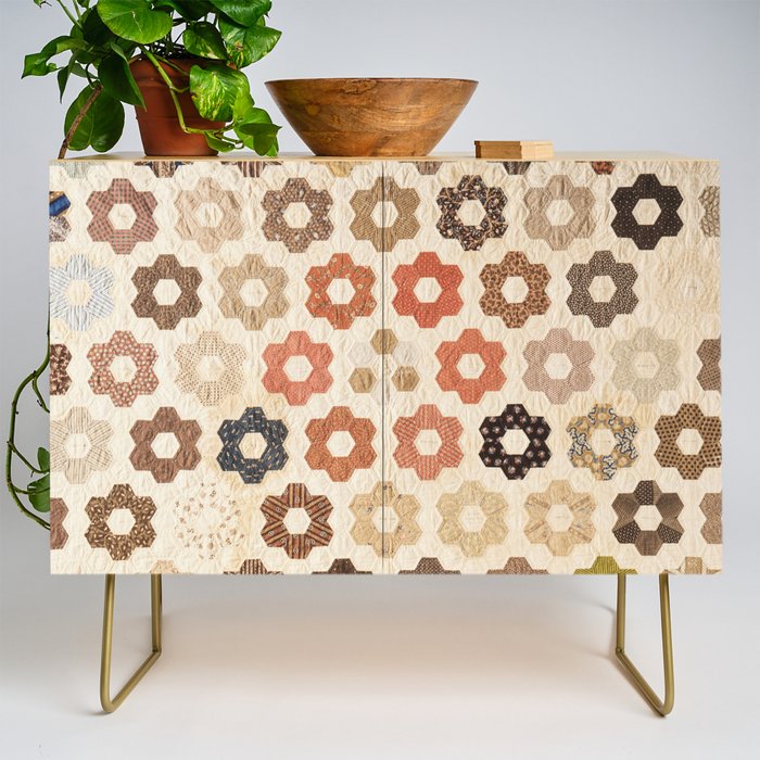 Vintage Multicolor Patchwork Quilt Credenza Gallery Image 1