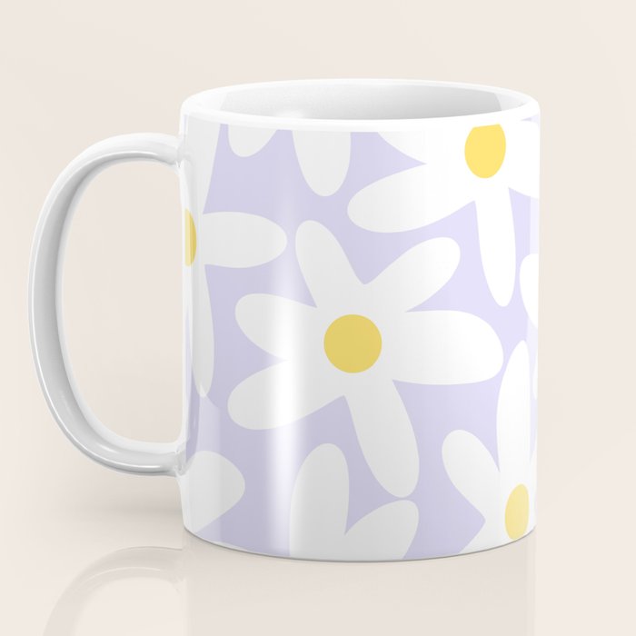 Floral Daisy Time Pattern in Lavender Pastel Purple Coffee Mug Gallery Image 3