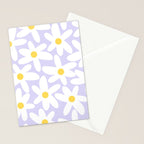 Floral Daisy Time Pattern in Lavender Pastel Purple Stationery Card Gallery Image 2