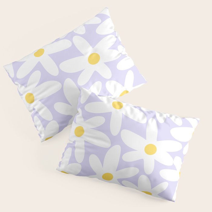 Floral Daisy Time Pattern in Lavender Pastel Purple Pillow Sham Gallery Image 1